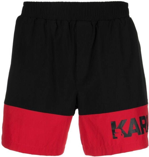 Karl Lagerfeld Shorts met colourblocking Zwart