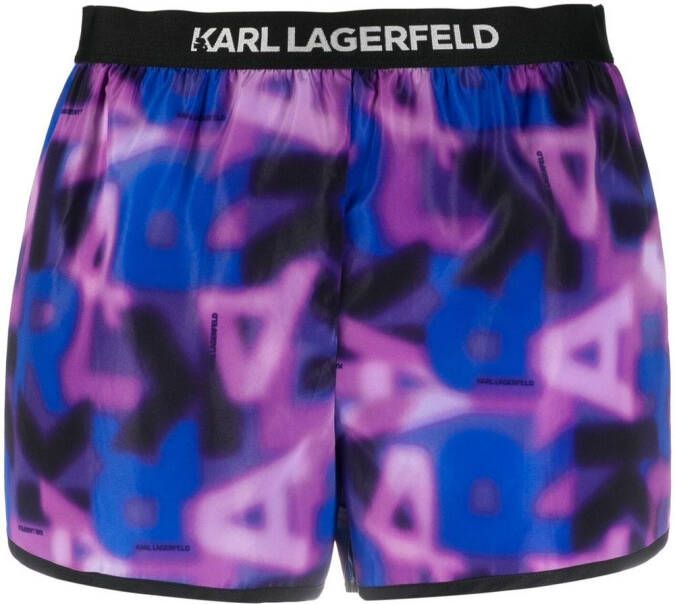 Karl Lagerfeld Shorts met logoband Paars