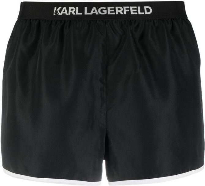 Karl Lagerfeld Shorts met logoband Zwart