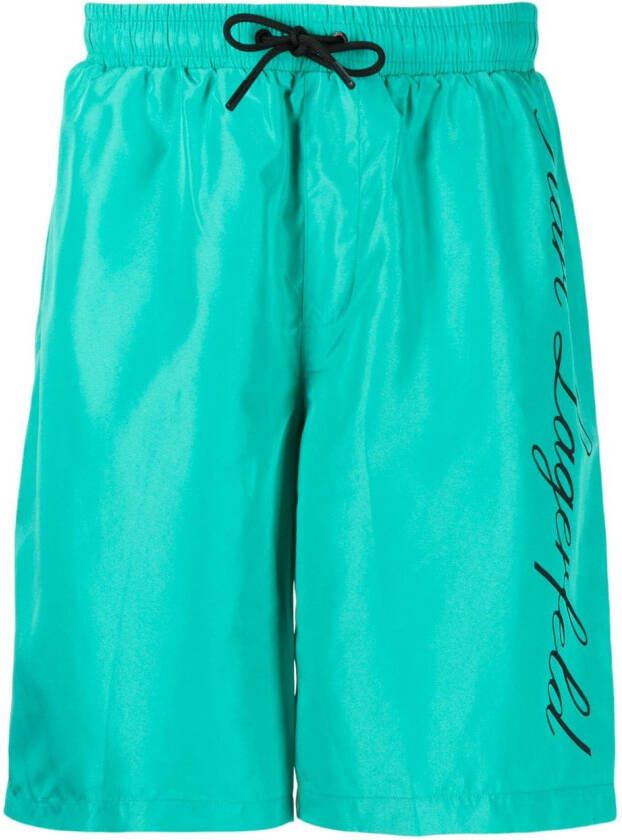 Karl Lagerfeld Shorts met logoprint Groen