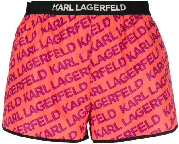 Karl Lagerfeld Shorts met logoprint Oranje
