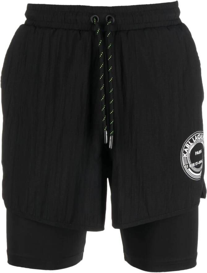 Karl Lagerfeld Shorts met logoprint Zwart