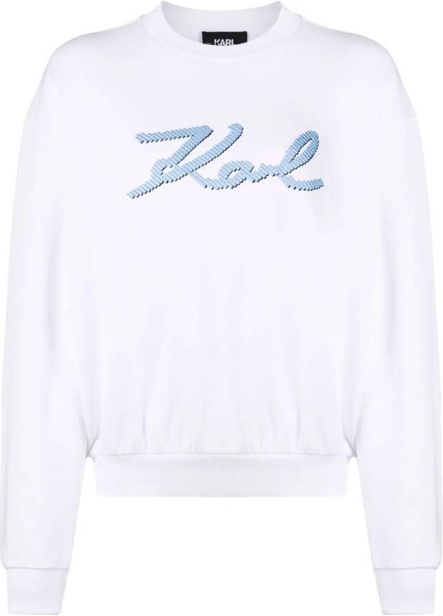 Karl Lagerfeld Sweater met geborduurd logo Wit
