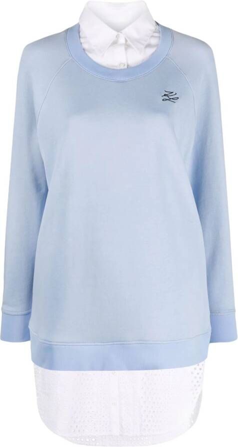 Karl Lagerfeld Sweaterjurk met geborduurd logo Blauw