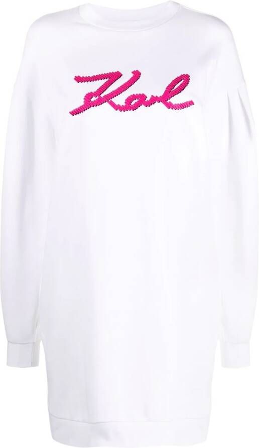 Karl Lagerfeld Sweaterjurk met logoprint Wit