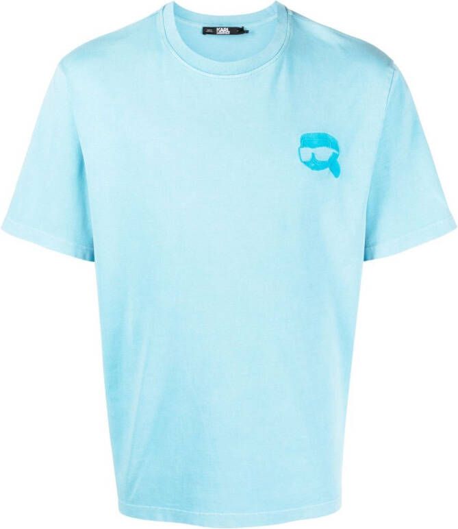 Karl Lagerfeld T-shirt met geborduurd Ikonik 2.0 logo Blauw