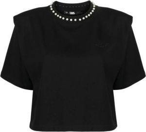 Karl Lagerfeld T-shirt met imitatie parels Zwart