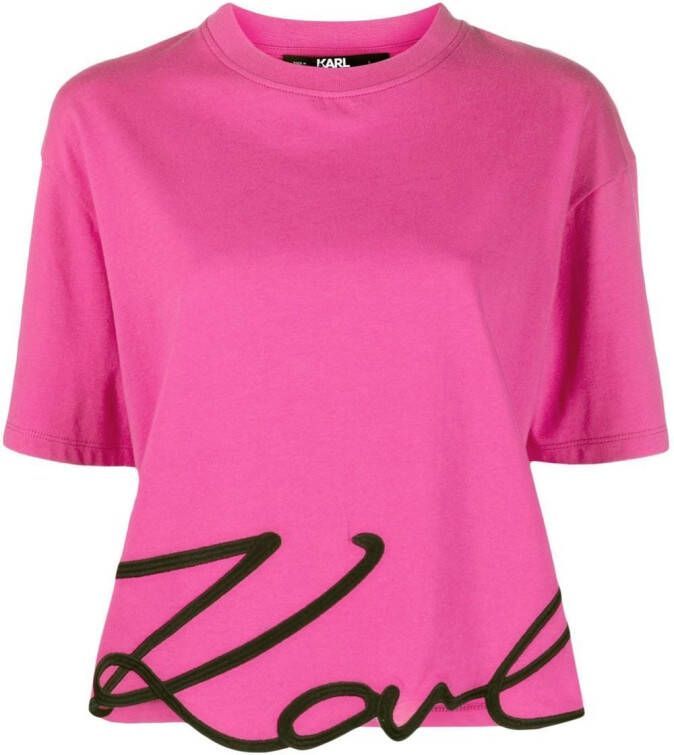 Karl Lagerfeld T-shirt met kenmerkende afwerking Roze
