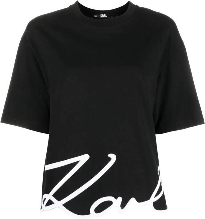 Karl Lagerfeld T-shirt met kenmerkende afwerking Zwart