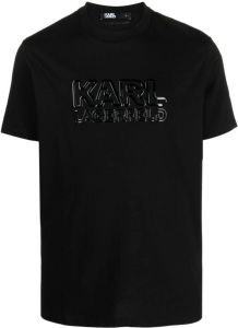 Karl Lagerfeld T-shirt met logo-reliëf Zwart