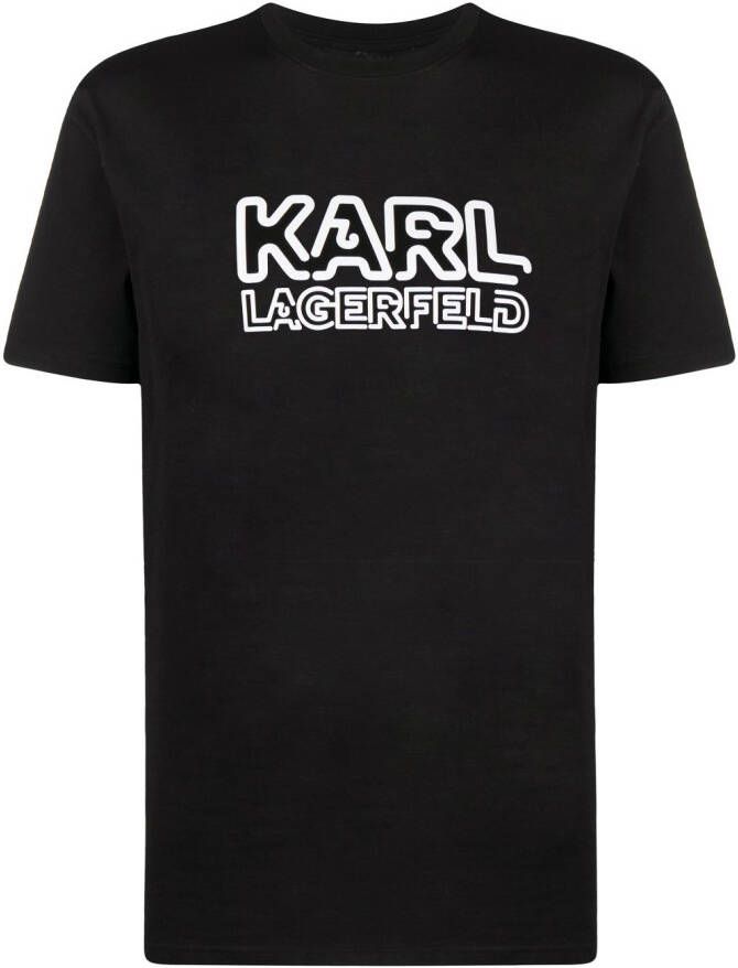 Karl Lagerfeld T-shirt met logo-reliëf Zwart