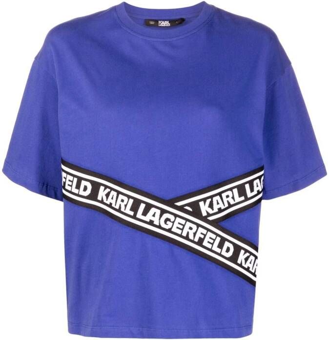 Karl Lagerfeld T-shirt met logoband Blauw
