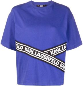 Karl Lagerfeld T-shirt met logoband Blauw