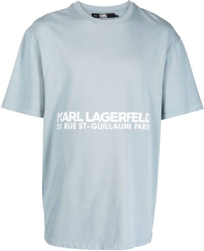 Karl Lagerfeld T-shirt van biologisch katoen met logoprint Blauw