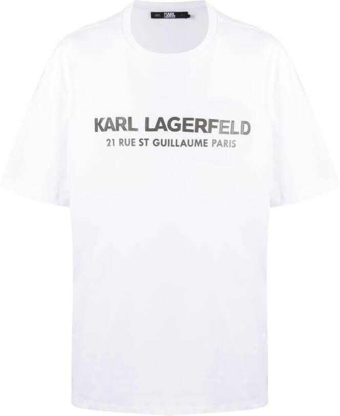 Karl Lagerfeld T-shirt van imitatieleer met logo Wit