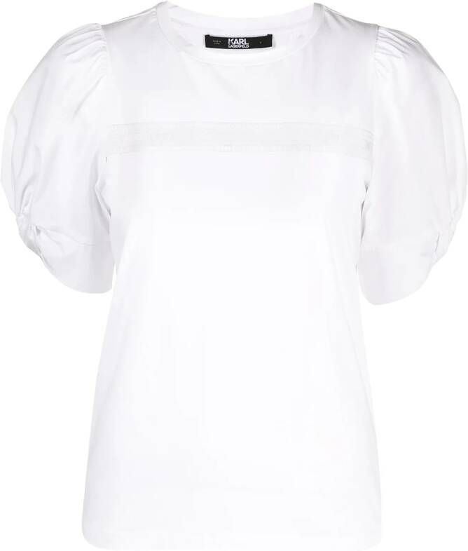 Karl Lagerfeld T-shirt met pofmouwen Wit