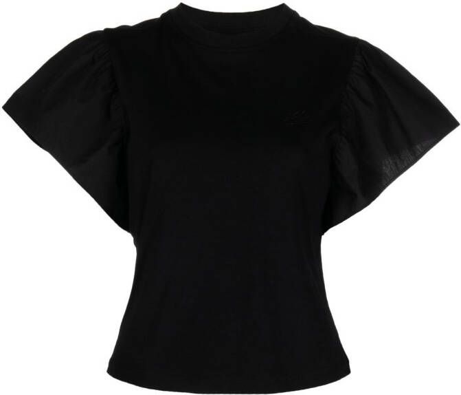 Karl Lagerfeld T-shirt met ruchemouwen Zwart