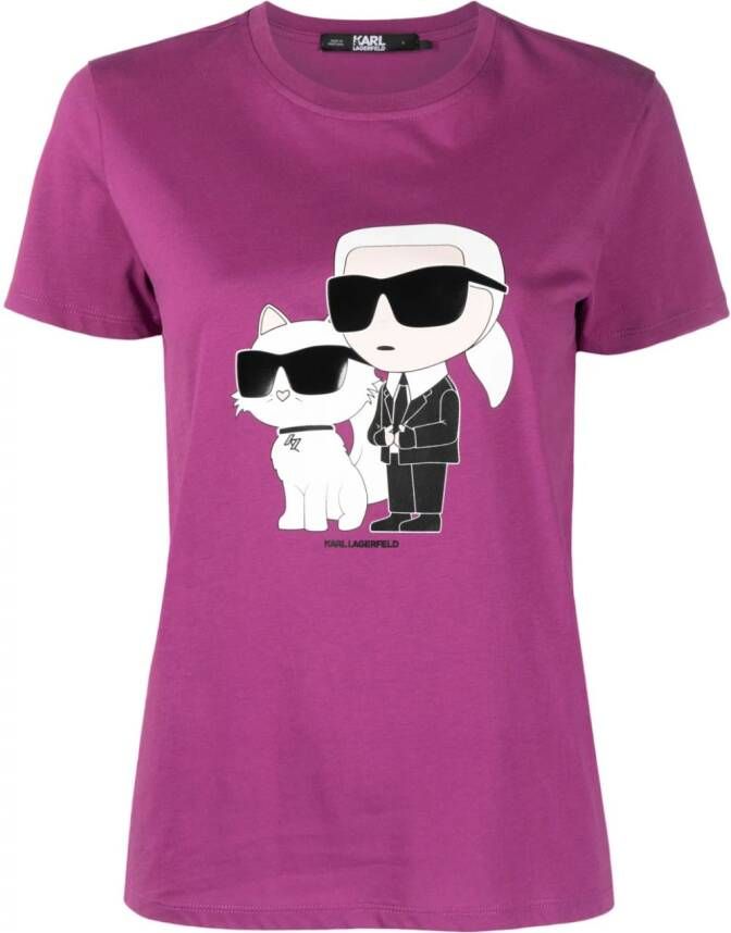 Karl Lagerfeld Ikon 2.0 T-shirt van biologisch katoen Paars