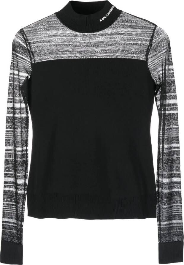 Karl Lagerfeld Top met geborduurd logo Zwart