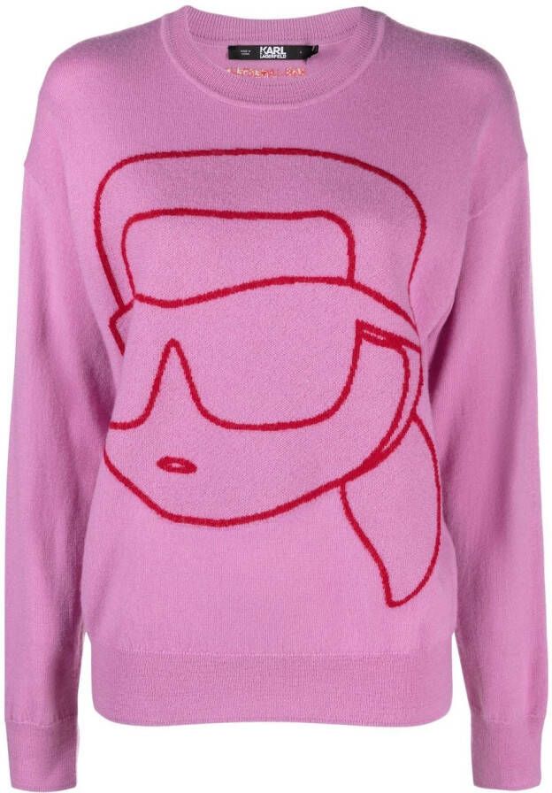 Karl Lagerfeld Ikon 2.0 trui met ronde hals Roze