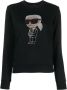 Karl Lagerfeld Ikonik sweater verfraaid met kristallen Zwart - Thumbnail 1