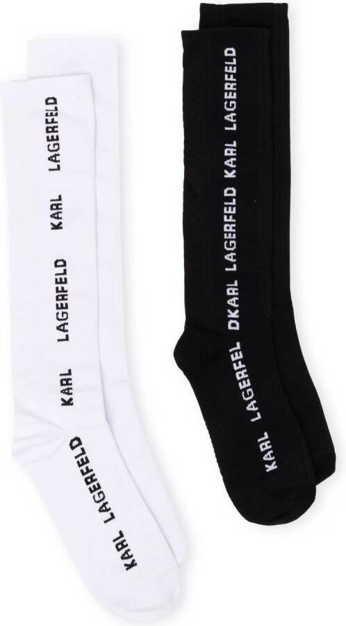 Karl Lagerfeld Twee paar sokken met logo intarsia Zwart