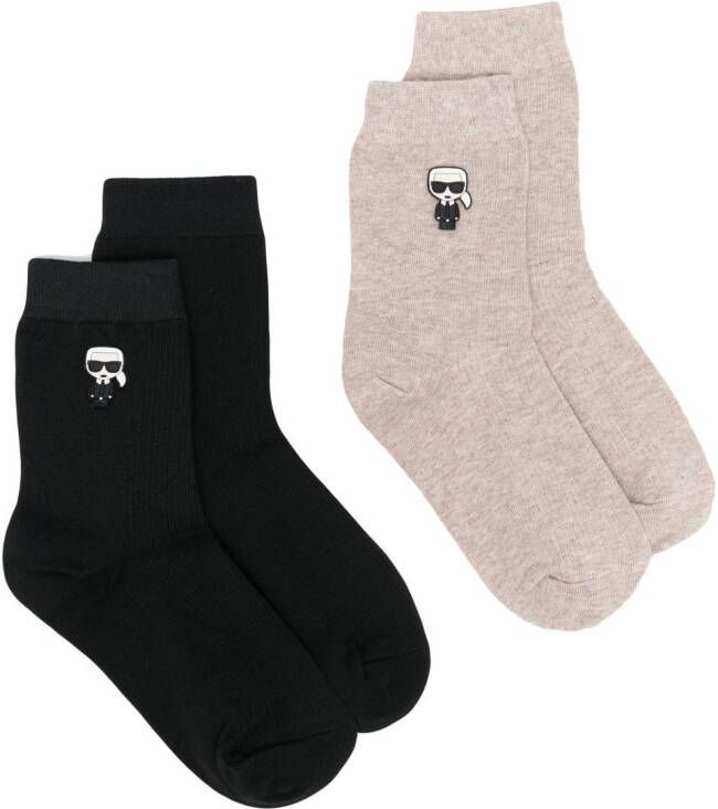 Karl Lagerfeld Set van twee paar sokken met Ikonik logo Zwart