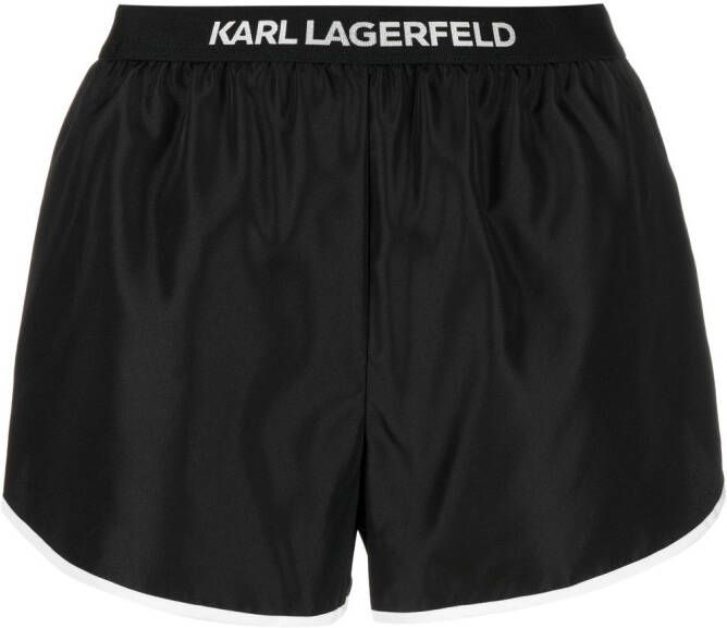 Karl Lagerfeld Varsity logo-waistband shorts Zwart