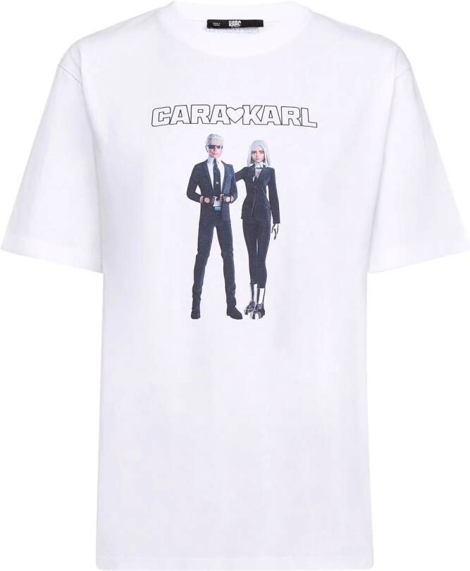 Karl Lagerfeld x Cara Delevingne Avatar T-shirt Wit