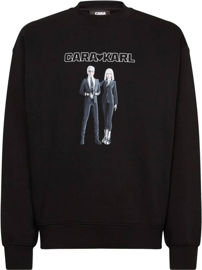 Karl Lagerfeld x Cara Delevingne sweater met print Zwart