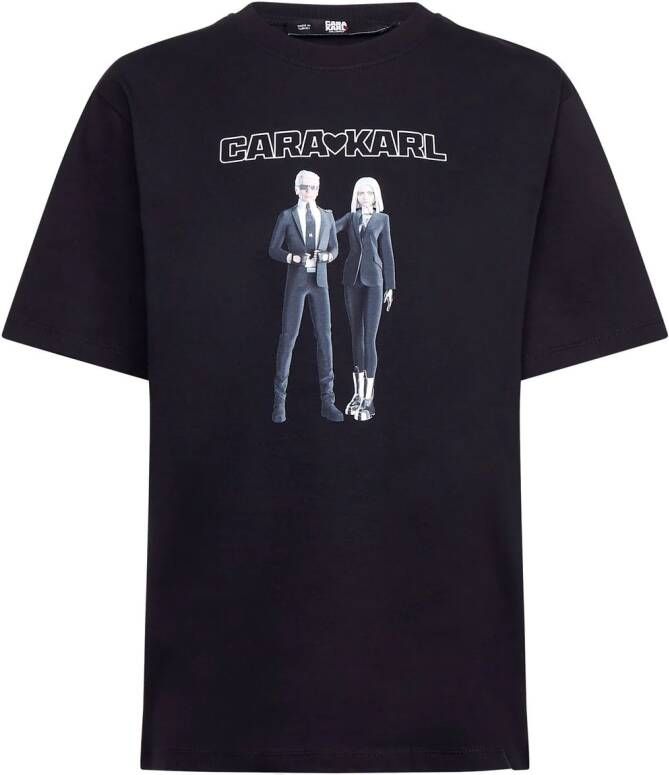 Karl Lagerfeld x Cara Delevingne Avatar T-shirt Zwart