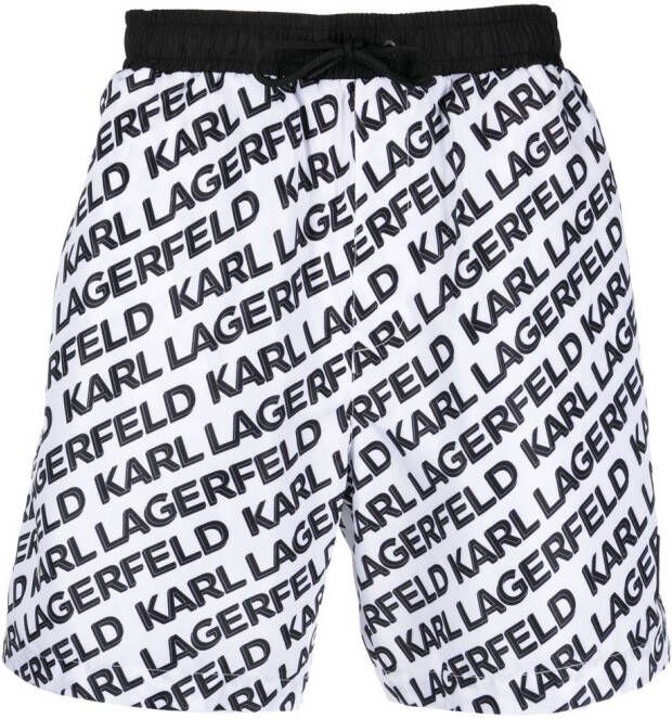 Karl Lagerfeld Zwembroek met logoprint Wit