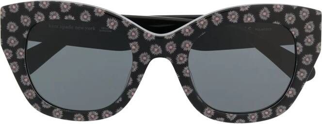 Kate Spade Jalena zonnebril met bloe print Zwart