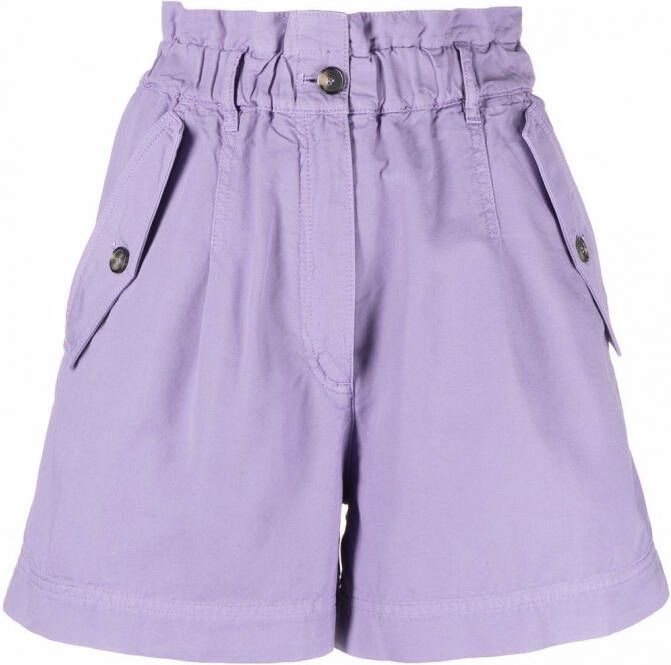 Kenzo Bermuda shorts met paperbag taille Paars
