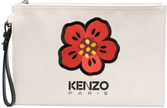 Kenzo Boke Flower clutch met bloemen patroon Beige