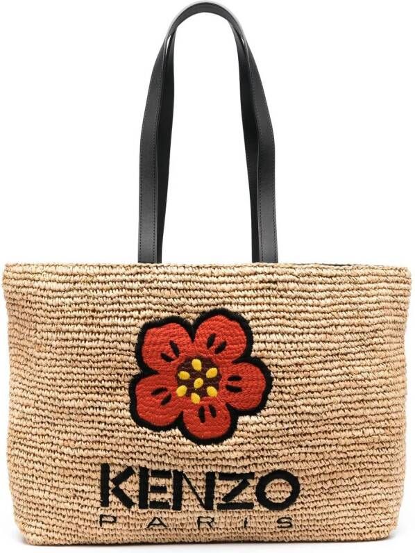 Kenzo Boke Flower rieten tas Beige