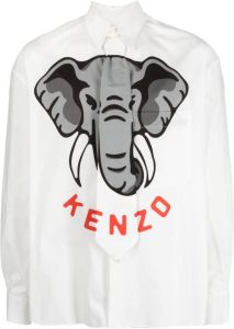 Kenzo T-shirt met olifantprint Wit