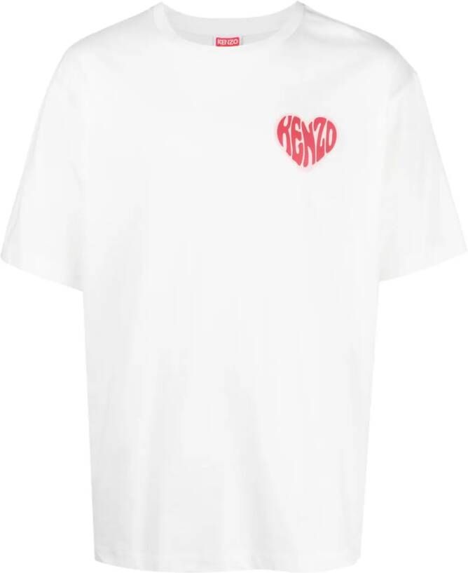 Kenzo Heart logo-print cotton T-shirt Wit
