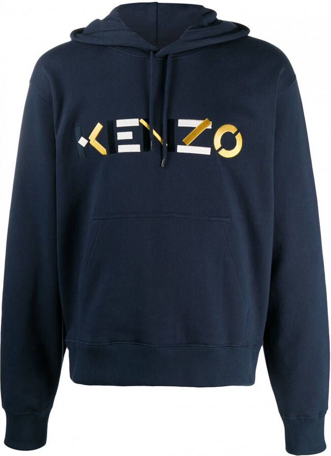Kenzo Hoodie met geborduurd logo Blauw