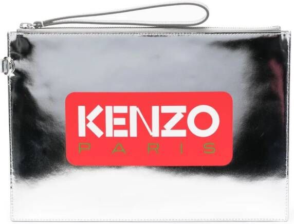 Kenzo Iconic clutch met metallic-effect Zilver