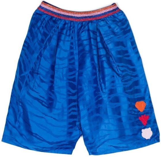 Kenzo Kids Shorts met tijgerprint Blauw