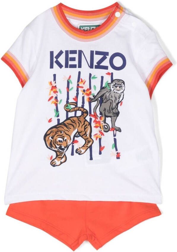 Kenzo Kids T-shirt en shorts met print Rood