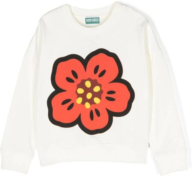 Kenzo Kids Broke Flower katoenen sweater Beige
