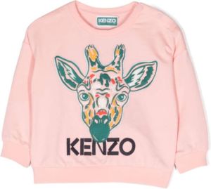 Kenzo Kids embroidered-logo long-sleeve sweatshirt Roze