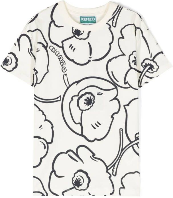 Kenzo Kids T-shirt met bloemenprint Beige