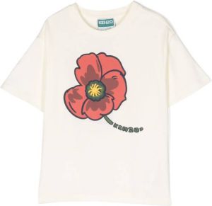 Kenzo Kids T-shirt met bloe print Beige