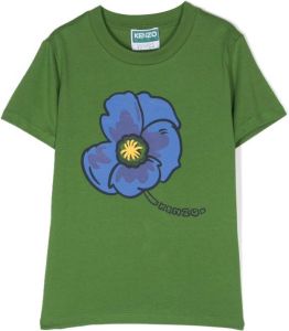 Kenzo Kids T-shirt met bloe print Groen