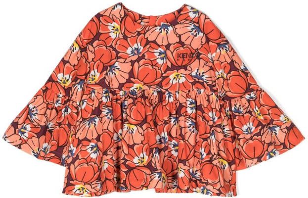 Kenzo Kids Shirt met bloemenprint Oranje