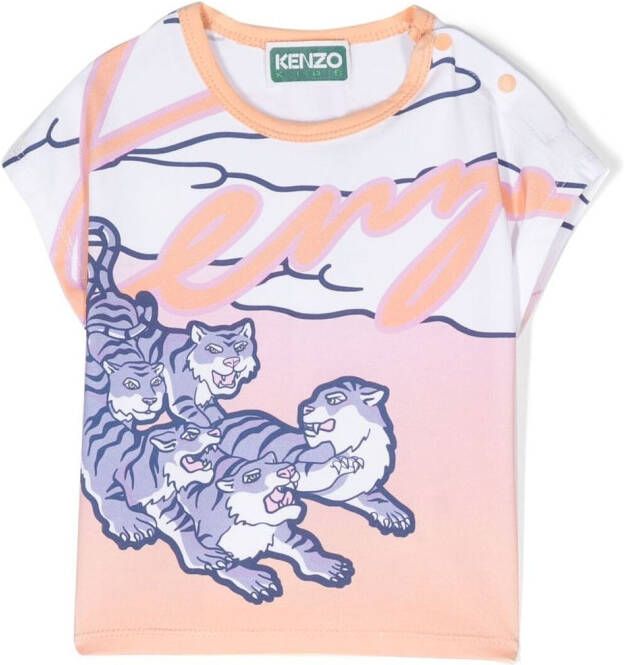 Kenzo Kids T-shirt met grafische print Roze