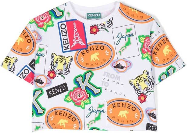 Kenzo Kids T-shirt met grafische print Wit